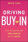 DRIVING BUY-IN: The Science of Influence with Data. Illustration mit Handschlag-Icon auf pinkem Hintergrund.