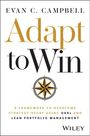 "Adapt to Win" von Evan C. Campbell. Untertitel: Rahmenwerk zur Überwindung von Strategieabbau mit OKRs, Lean Portfolio Management. Oben eine Kompassrose.
