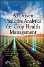 "AI-Driven Predictive Analytics for Crop Health Management" steht über einem Feld mit digitalem Netzwerk-Overlay.