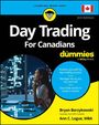 "Day Trading For Canadians for dummies." Ein Coverbild zeigt eine Person am Computer, Hintergrund städtisch bei Nacht.