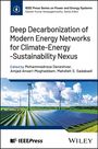 "Deep Decarbonization of Modern Energy Networks" von IEEE Press und Wiley. Windräder und Solarfelder unter blauem Himmel.