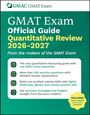 "GMAT Exam Official Guide Quantitative Review 2026-2027" steht groß. Darunter Vorteile des Guides. Grüner Hintergrund.