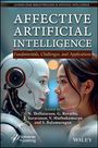 Große weiße Schrift: "AFFECTIVE ARTIFICIAL INTELLIGENCE". Eine Frau und ein humanoider Roboter stehen sich gegenüber.