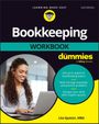 „Bookkeeping Workbook für Dummies“ steht groß. Frau arbeitet lächelnd am Laptop. Oben: „Learning Made Easy“.