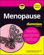 "Menopause for dummies" Buchcover, gelb-schwarz mit Schmetterling. Themen: Symptome navigieren, personalisierte Pläne.