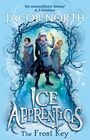 "Jacob North. Ice Apprentices. The Frost Key." Drei Figuren in Winterkleidung, umrahmt von eisigen Ranken. Fantasy-Stil.