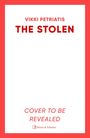 VIKKI PETRIATIS, THE STOLEN, COVER TO BE REVEALED. Roter Rand, weißer Hintergrund. Unten Verlagssymbol.