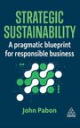 „STRATEGIC SUSTAINABILITY: A pragmatic blueprint for responsible business.“ John Pabon. Abstraktes Logo und Muster.
