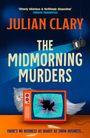 "Julian Clary, The Midmorning Murders". Eine Katze hinter einem zerbrochenen Fernsehbildschirm, ein Scheinwerfer strahlt.