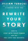 Titel: "Rewrite Your Story". Autor: Jillian Turecki. Blau-grüner Hintergrund, moderner Stil.