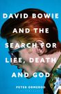 „David Bowie and the Search for Life, Death and God“ in großen weißen Buchstaben. Profil eines Mannes mit rotem Haar.