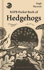 "RSPB Pocket Book of Hedgehogs" von Hugh Warwick. Illustration eines Igels mit Pflanzen und einem RSPB-Logo oben links.