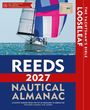 Reeds 2027 Nautical Almanac. Darstellung eines Segelboots auf offener See mit bunten Segeln.