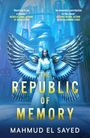 „The Republic of Memory“ von Mahmud El Sayed. Junge Frau mit Flügeln vor futuristischer Stadt.