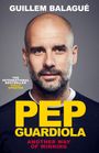 "PEP GUARDIOLA Another Way of Winning" in großen Buchstaben; Porträt eines Mannes mit Bart.