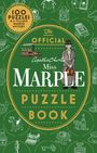 "100 Puzzles & A Village Murder Mystery", "The Official Agatha Christie Miss Marple Puzzle Book". Illustration mit retro Stil.