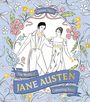 Text: "Eleanor Taylor", "The World of JANE AUSTEN Colouring Book". 

Illustration: Ein elegantes Paar, umgeben von Blumen.