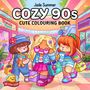 "Jade Summer Cozy 90s Cute Coloring Book" zeigt drei niedliche Tiere im Einkaufszentrum, farbenfroh und fröhlich.