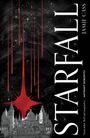 "STARFALL" in großen Buchstaben, darunter "JAMIE CASS". Dunkler Himmel, rotes Leuchten hinter einer Stadtsilhouette.