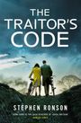 "The Traitor's Code" von Stephen Ronson. Ein Mann und eine Frau mit Fahrrädern schauen in die Ferne, Flugzeuge oben.
