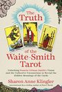 Drei Tarotkarten und Texte: "The Truth of the Waite-Smith Tarot" von Sharon Anne Klingler, mit farbiger, illustrativer Gestaltung.