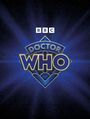 Text: "BBC", "DOCTOR WHO". Logo vor einem blauen, sternenübersäten Hintergrund mit strahlendem Effekt.