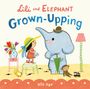 Text: "Lili and Elephant: Grown-Upping" und "Nila Aye". Illustration von einem Mädchen mit Hut und einem Elefanten.