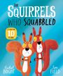 "The Squirrels Who Squabbled" steht groß oben auf einem blauen Hintergrund. Zwei grimmige Eichhörnchen stehen mit verschränkten Armen da.