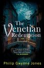 „The Venetian Redemption“ von Philip Gwynne Jones. Ein venezianischer Kanal mit Brücke bei Nacht, Feuerwerk im Hintergrund.