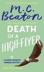 Text: "M.C. Beaton, Death of a High-Flyer. A Hamish Macbeth Murder Mystery with R.W. Green." Ein Adler im Flug vor grünem Hintergrund.