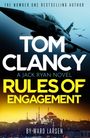 „THE NUMBER ONE BESTSELLING AUTHOR“ oben, darunter „TOM CLANCY“. Ein Kampfjet fliegt, im Hintergrund ist eine Skyline.