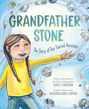 "GRANDFATHER STONE: The Story of Our Sacred Ancestor" von Carole Lindstrom, illustrierte Kinder mit Zöpfen umgeben von schwebenden Steinen.