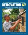 "RENOVATION 6TH EDITION, COMPLETELY REVISED AND UPDATED." Ein Mann arbeitet mit einem Nagelgerät an Holzschindeln.