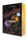 "Crowntide" von Alex Aster, Teaser-Kapitel innen. Ein golden und lila leuchtendes Symbol auf schwarzem Hintergrund.