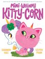 "Mini-Whinny Kitty-Corn." Illustration: Ein rosa Plüschkatzen-Einhorn und ein weißes Einhorn mit lila Mähne in Gras.