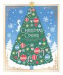„Christmas Colors“ und „Coloring Book Illustrated by Maria Trolle“. Illustration eines Weihnachtsbaums mit Dekoration.