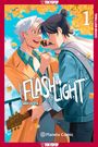 Oben Text: "TOKYOPOP". Titel: "TAB FLASHLIGHT" von Sara Lozoya. Zwei Personen, eine hält eine Gitarre, mit gelben Blättern.