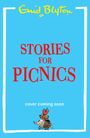 Text: "Stories for Picnics", "cover coming soon". Ein Igel trägt Bücher und einen Apfel auf dem Rücken.