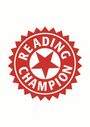 "READING CHAMPION" steht in einem roten, sternförmigen Logo mit einem zentralen Stern.