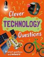 „Clever Technology Questions“ in bunten Buchstaben. Abgebildet sind eine Glühbirne, eine Smartwatch, ein Satellit und ein Fahrrad.