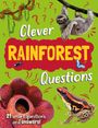 "Clever RAINFOREST Questions. 21 smart questions and answers!" Ein Faultier, Schmetterling, Frosch und Blume sind abgebildet.