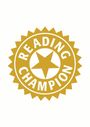 „READING CHAMPION“-Logo in Gold, mit einem zentralen Stern in einem gezackten Kreis.