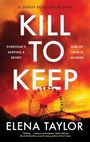 „KILL TO KEEP“; „Everyone's keeping a secret, one of them is murder“; Elena Taylor. Ein Riesenrad vor einem roten Himmel.