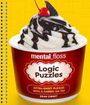 "mental_floss Logic Puzzles Extra-sweet puzzles with a cherry on top" Vor einem gelben Hintergrund ein Eisbecher mit Schokolade und Kirsche.