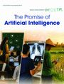 „The Promise of Artificial Intelligence.“ Drei Szenen: Bildung, Medizin, Landwirtschaft, jeweils mit Tablet-Nutzung verbunden.