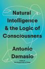 Text: "Natural Intelligence & the Logic of Consciousness, Antonio Damasio." Hintergrund: Grüne und blaue Farbverläufe.