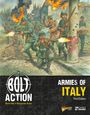 Text: "Bolt Action: Armies of Italy, Third Edition". Soldaten im Kampf, Gebäude brennen.