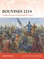 „BOUVINES 1214“; „Philippe Augustus and the Battle for France“. Illustration von Rittern in Schlacht.