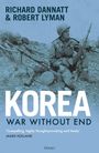 "Richard Dannatt & Robert Lyman; Korea: War Without End. Soldat mit Gewehr und Helm sitzt auf Trümmern."