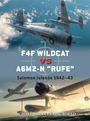 Titel: "F4F Wildcat vs A6M2-N 'Rufe' - Solomon Islands 1942–43". Zwei Kampfflugzeuge im Luftkampf über Meer.